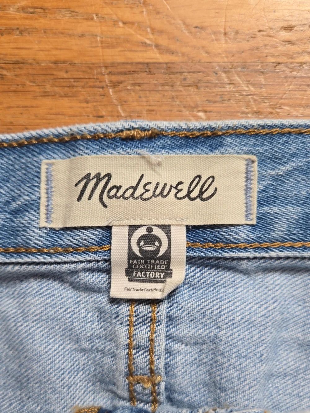 Madewell rigid denim high-waist straight A-line mini skirt, Fitzgerald wash